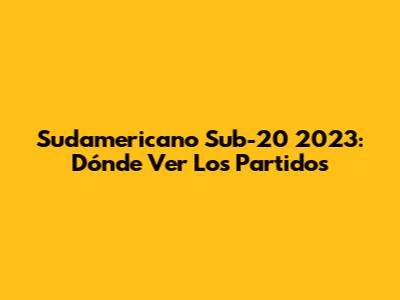 Sudamericano Sub-20 2023: Dónde Ver Los Partidos