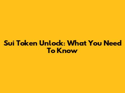 Sui Token Unlock: What You Need To Know