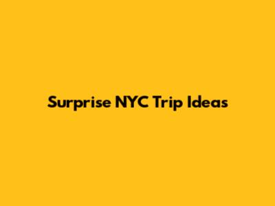 Surprise NYC Trip Ideas