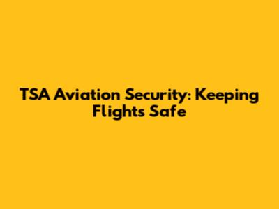 TSA Aviation Security: Keeping Flights Safe