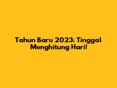 Tahun Baru 2023: Tinggal Menghitung Hari!
