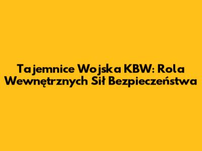 Tajemnice Wojska KBW: Rola Wewnętrznych Sił Bezpieczeństwa