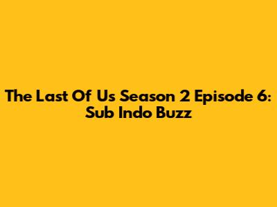 The Last Of Us Season 2 Episode 6: Sub Indo Buzz