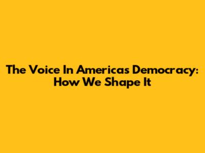The Voice In America's Democracy: How We Shape It
