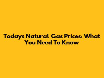 Today's Natural Gas Prices: What You Need To Know