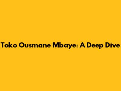 Toko Ousmane Mbaye: A Deep Dive