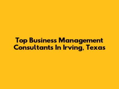 Top Business Management Consultants In Irving, Texas