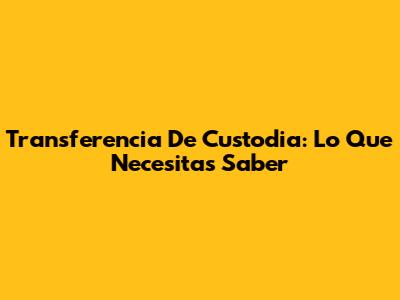 Transferencia De Custodia: Lo Que Necesitas Saber