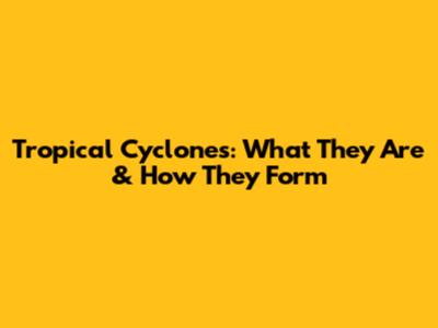 Tropical Cyclones: What They Are & How They Form