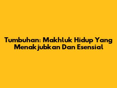 Tumbuhan: Makhluk Hidup Yang Menakjubkan Dan Esensial