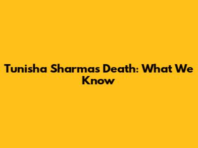 Tunisha Sharma's Death: What We Know