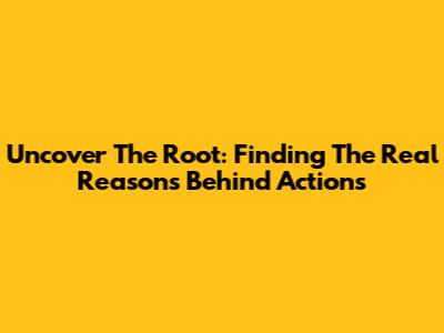 Uncover The Root: Finding The Real Reasons Behind Actions