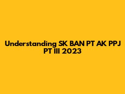 Understanding SK BAN PT AK PPJ PT III 2023