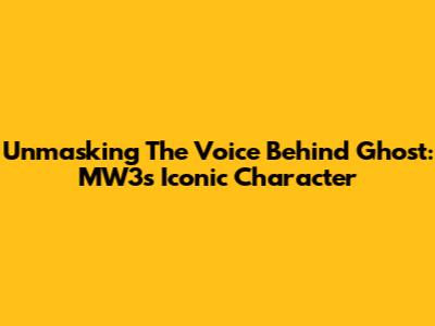 Unmasking The Voice Behind Ghost: MW3's Iconic Character