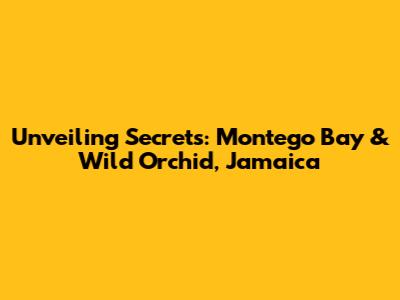 Unveiling Secrets: Montego Bay & Wild Orchid, Jamaica