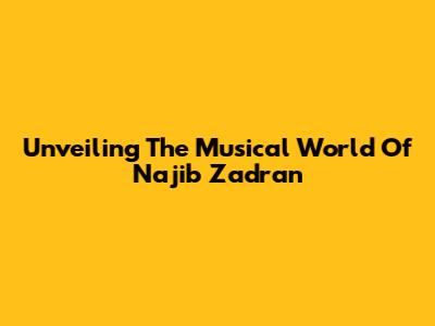 Unveiling The Musical World Of Najib Zadran