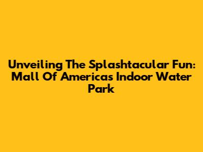Unveiling The Splashtacular Fun: Mall Of America's Indoor Water Park