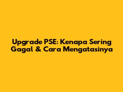 Upgrade PSE: Kenapa Sering Gagal & Cara Mengatasinya
