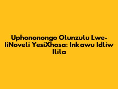 Uphononongo Olunzulu Lwe-IiNoveli YesiXhosa: Inkawu Idliw' Ilila