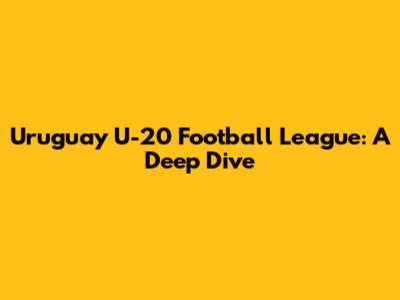 Uruguay U-20 Football League: A Deep Dive