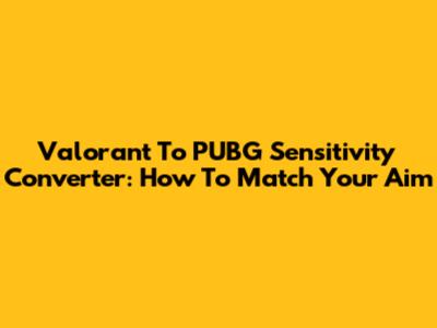 Valorant To PUBG Sensitivity Converter: How To Match Your Aim