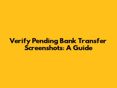 Verify Pending Bank Transfer Screenshots: A Guide