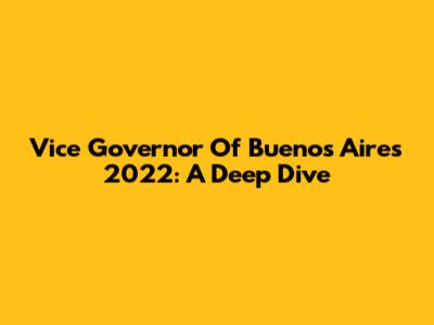 Vice Governor Of Buenos Aires 2022: A Deep Dive