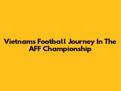 Vietnam's Football Journey In The AFF Championship