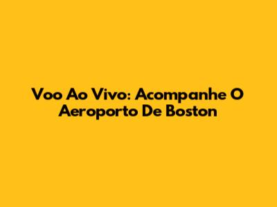 Voo Ao Vivo: Acompanhe O Aeroporto De Boston