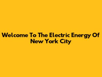 Welcome To The Electric Energy Of New York City