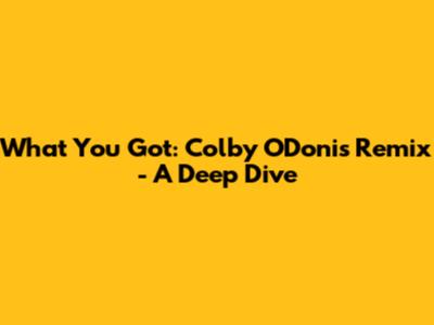 What You Got: Colby O'Donis Remix - A Deep Dive