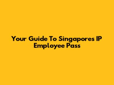 Your Guide To Singapore's IP Employee Pass
