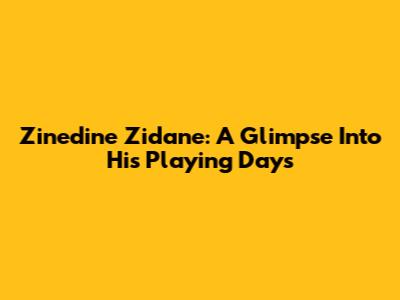 Zinedine Zidane: A Glimpse Into His Playing Days